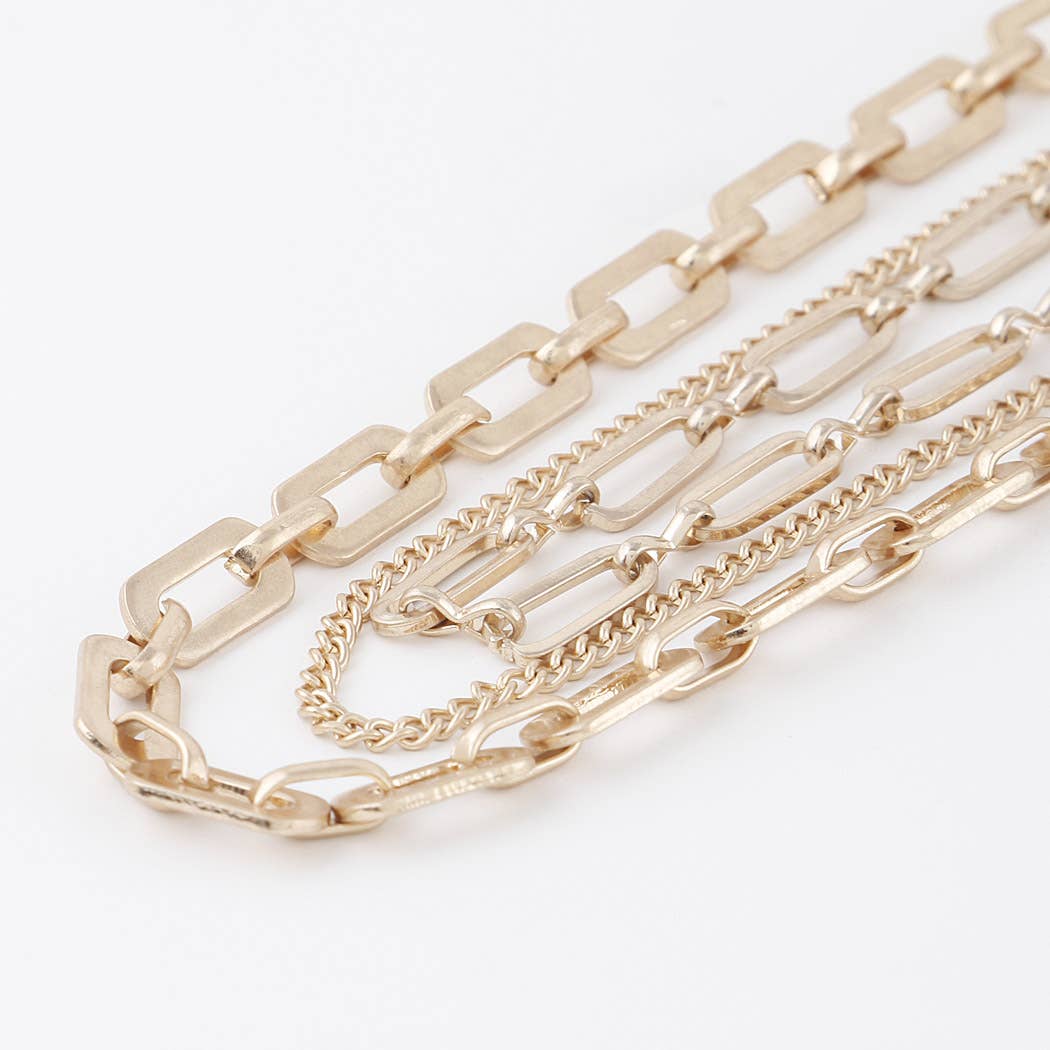 Triple Link Curb Chain Necklace