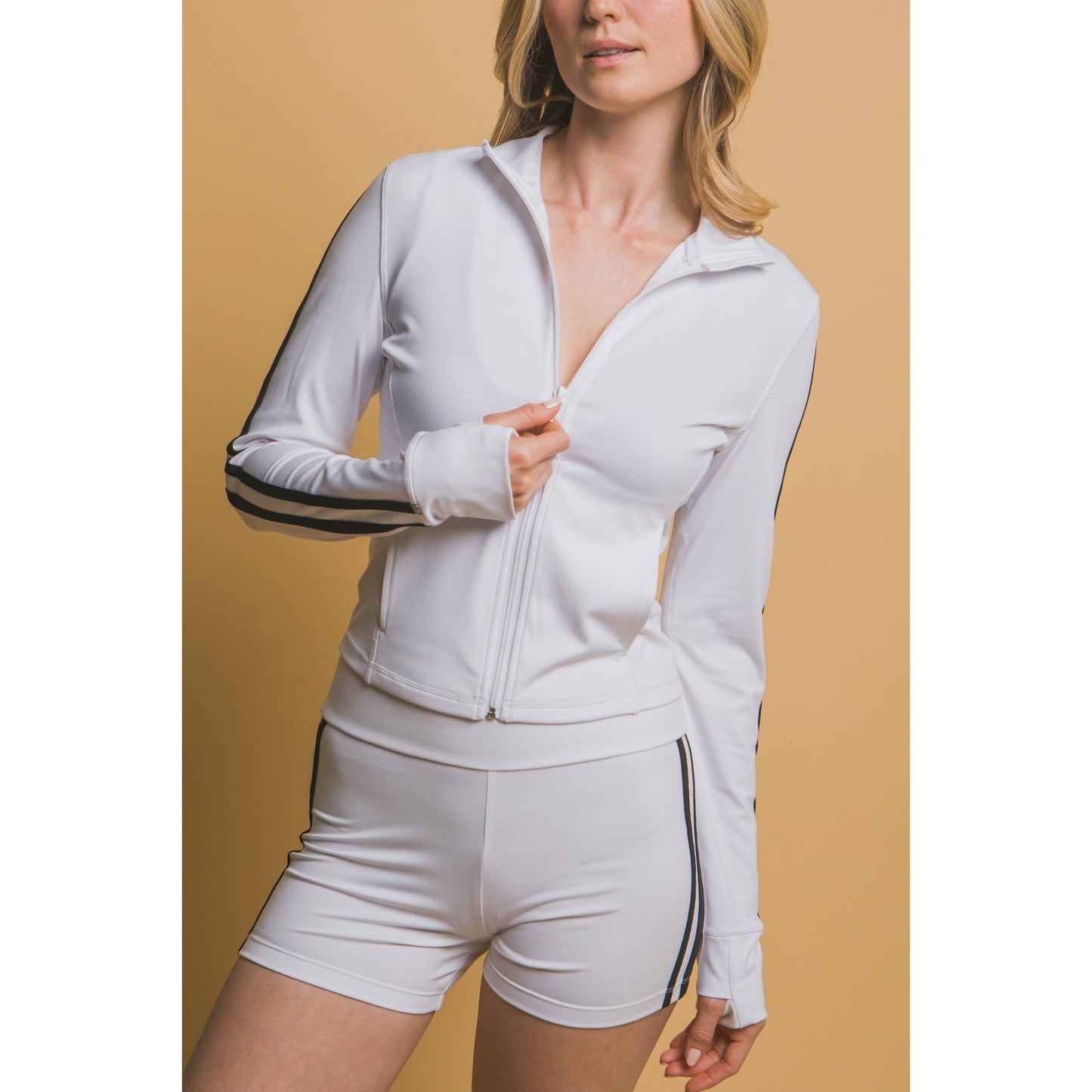Side Stripe Mock Jacket with Side Pockets