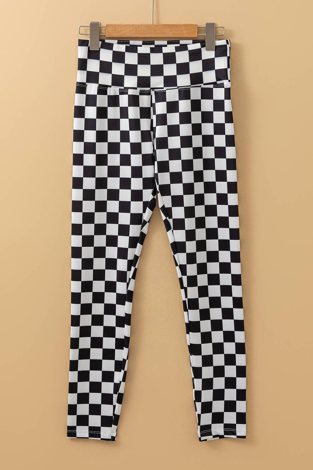 Checkered Pattern High Waist Skinny Leggings