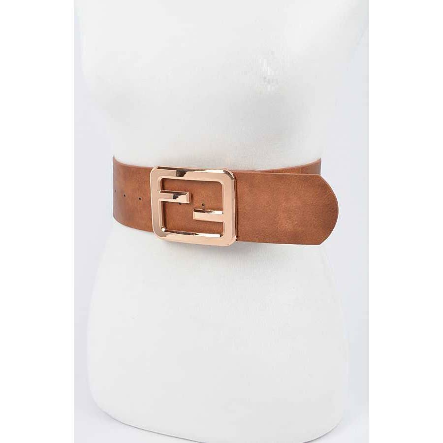 Metal Buckle Faux Leather Belt