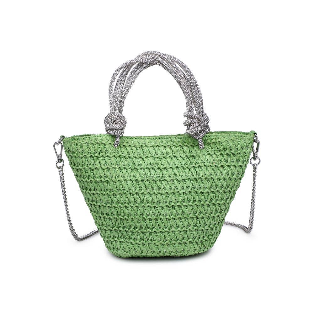 Gaia Straw Mini Tote with Crystal Handles