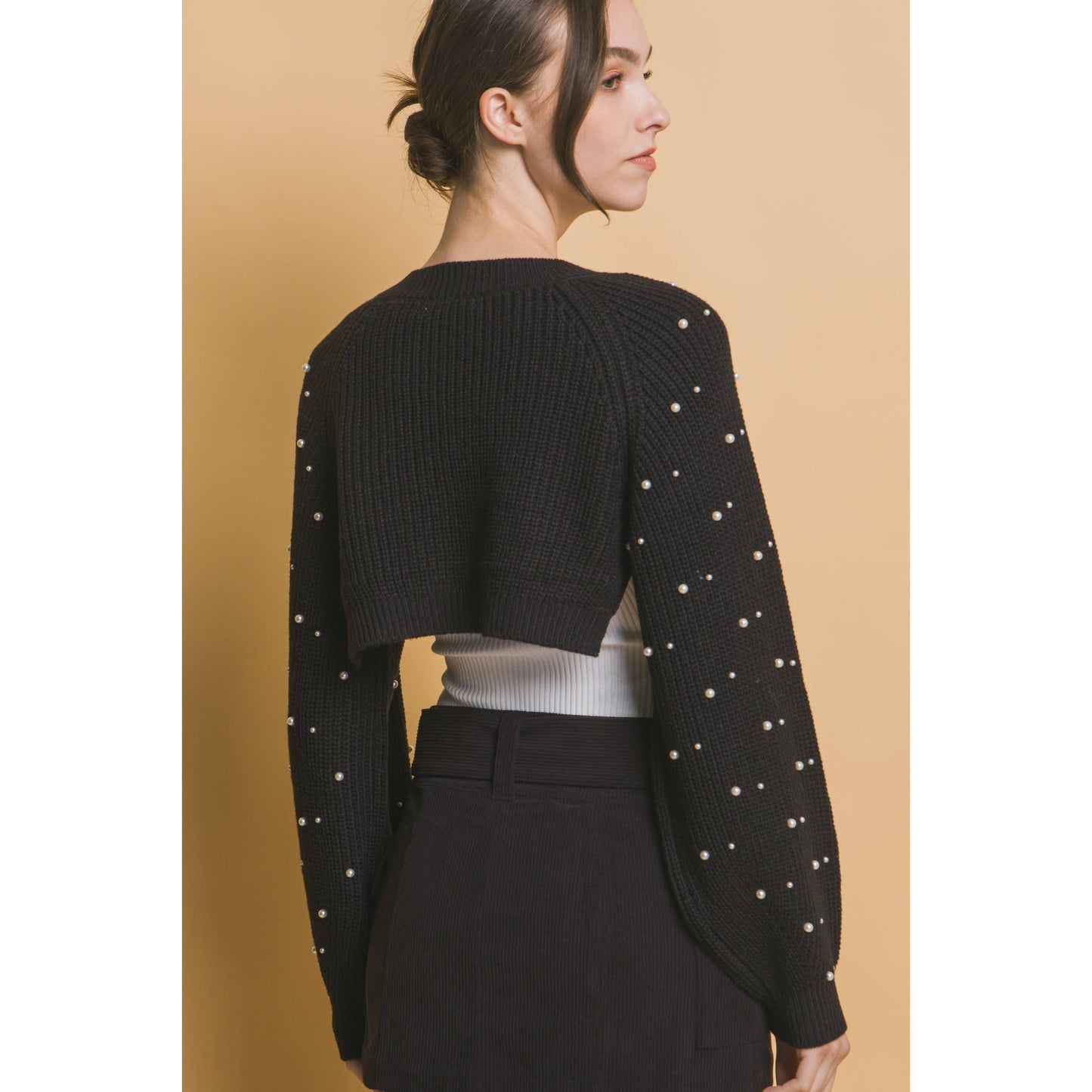 Pearl Beaded Long Sleeve Shrug Bolero