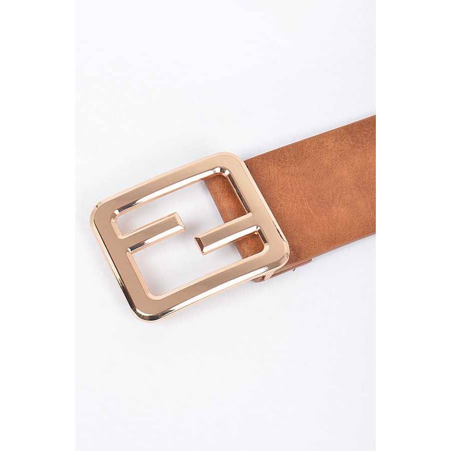 Metal Buckle Faux Leather Belt