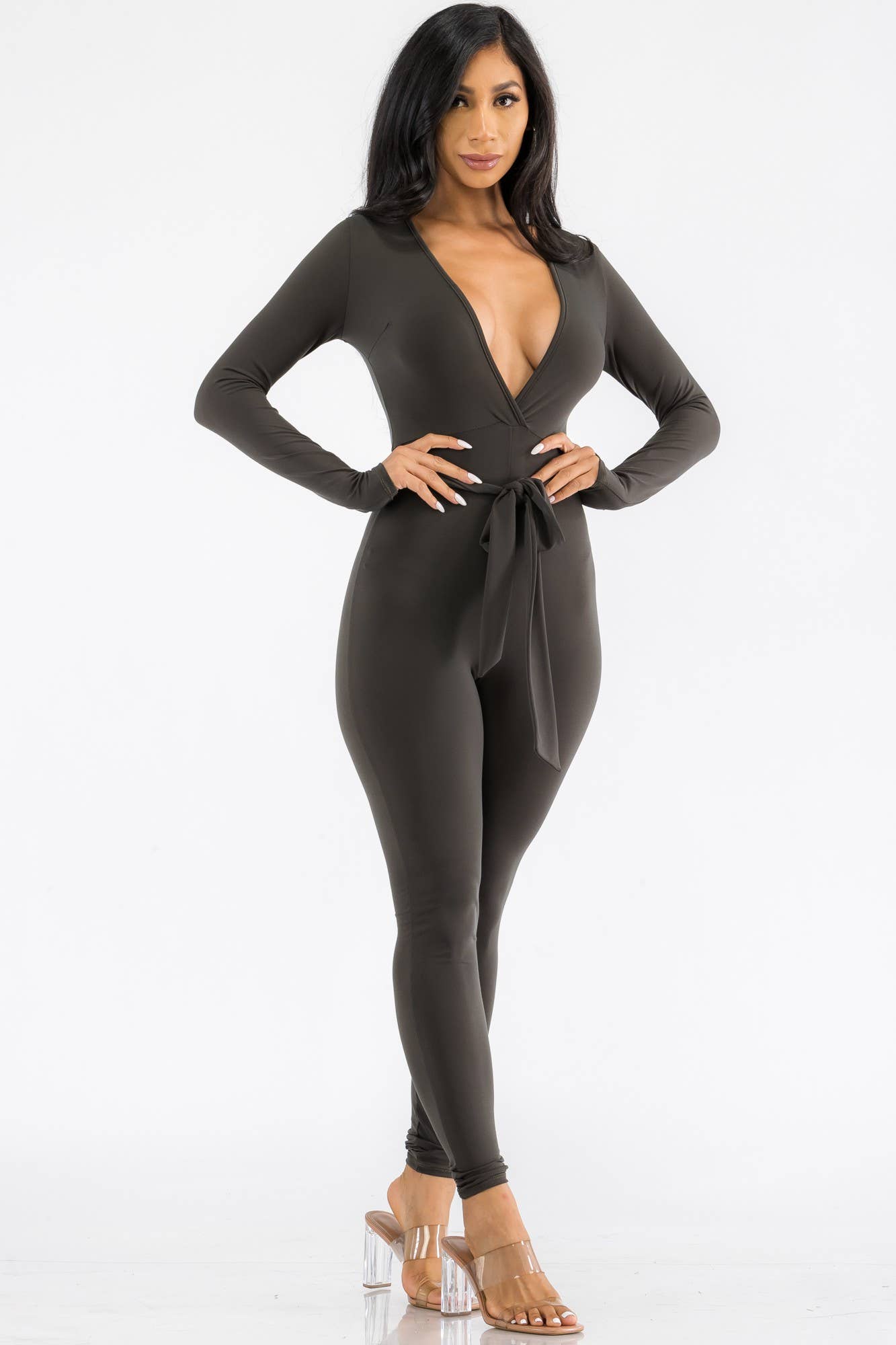 HH626R-SL - Long Sleeve Bodycon Jumpsuit