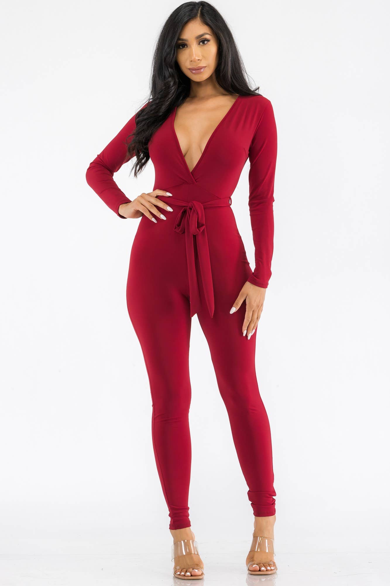 HH626R-SL - Long Sleeve Bodycon Jumpsuit