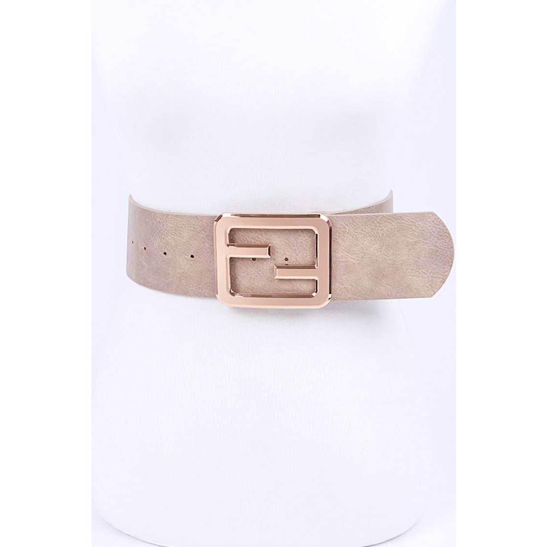 Metal Buckle Faux Leather Belt