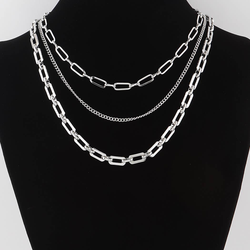 Triple Link Curb Chain Necklace
