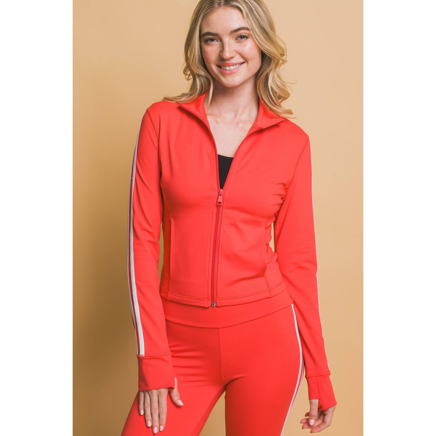 Side Stripe Mock Jacket with Side Pockets