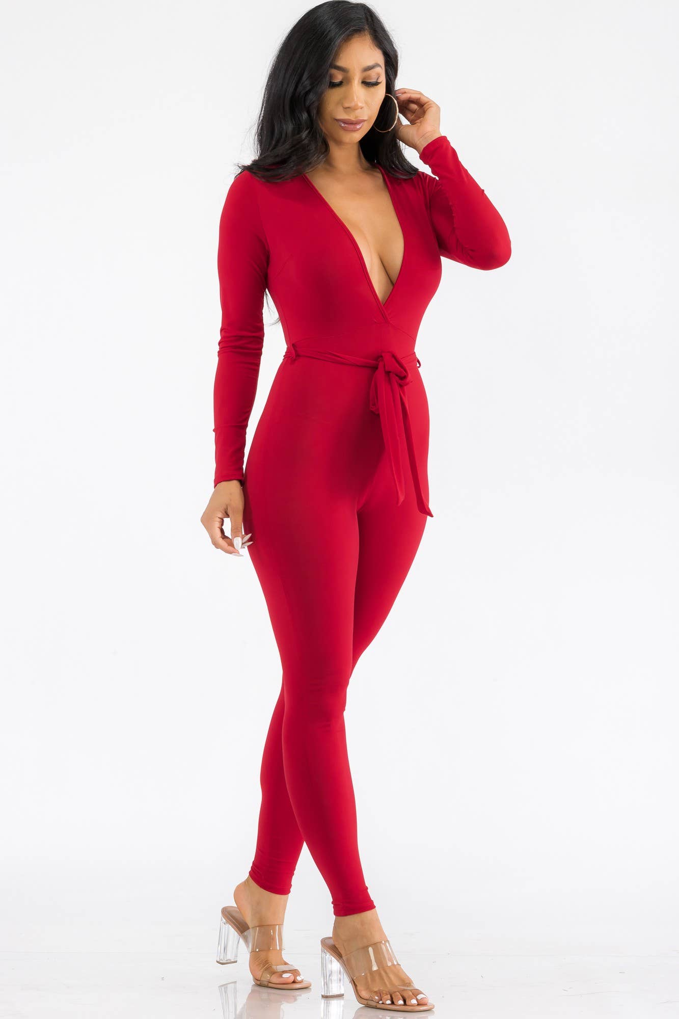 HH626X-SL - Long Sleeve Bodycon Jumpsuit