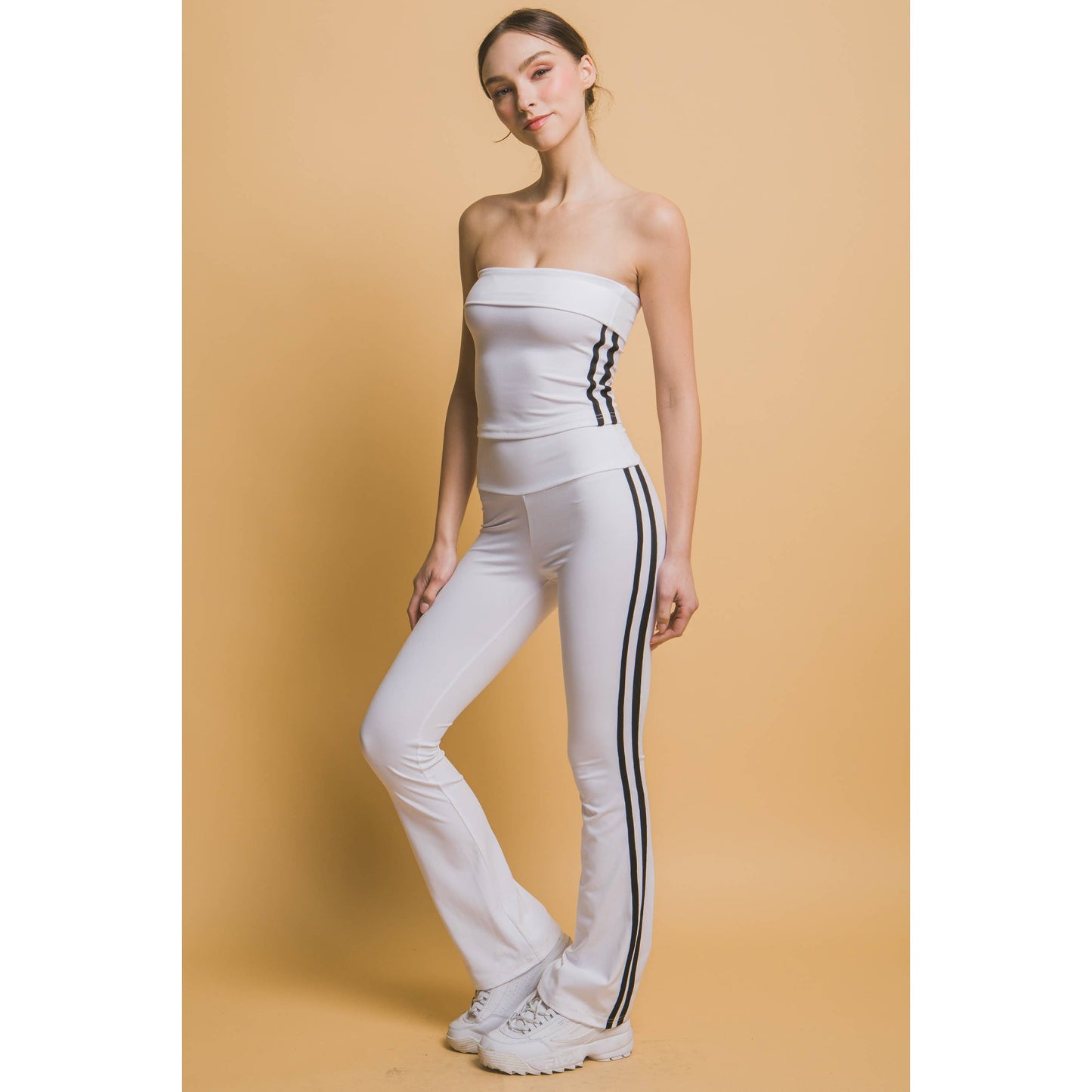 Flared Leggings With Double Side Stripe