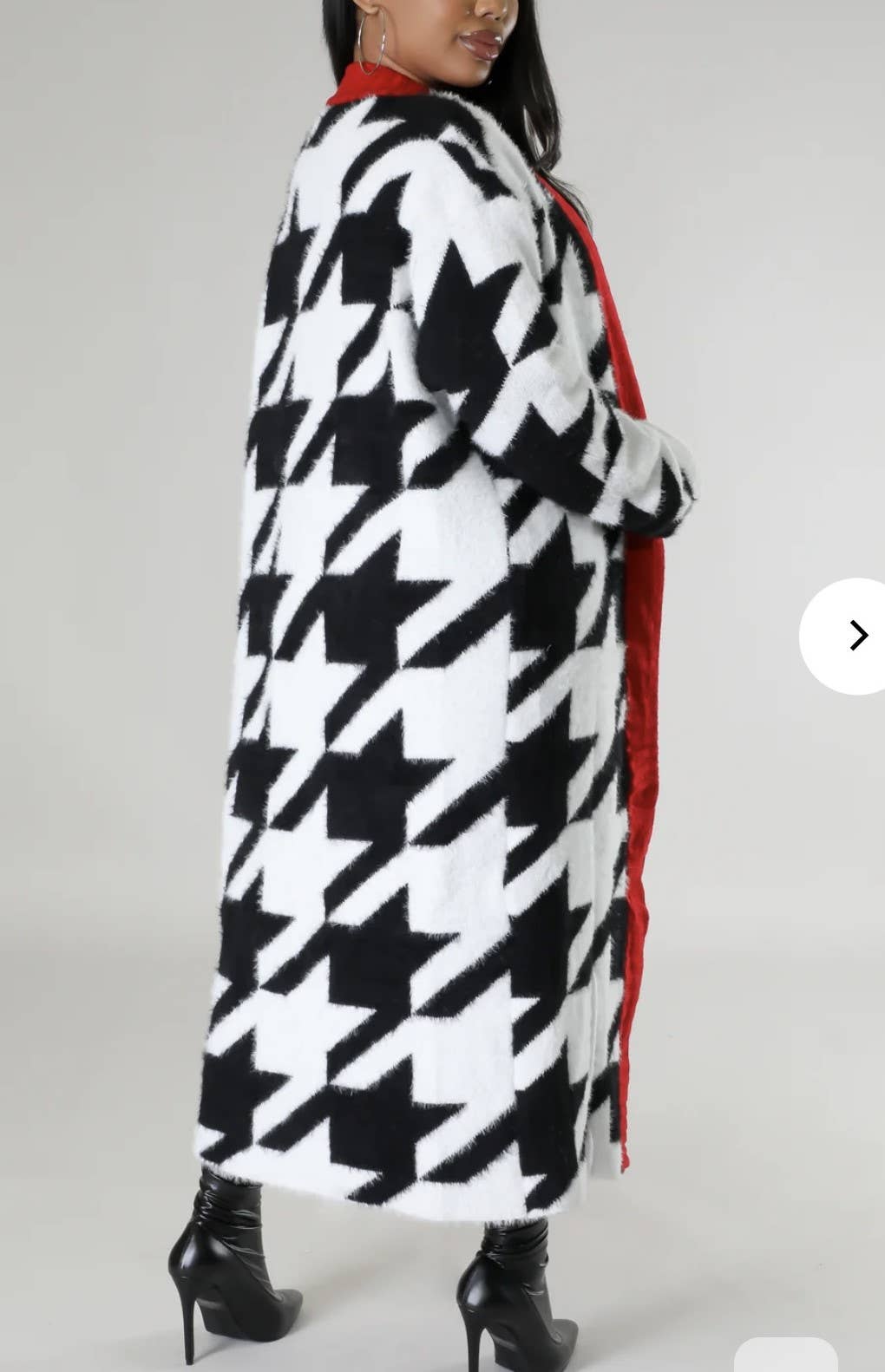 HOUDSTOOTH PATTERN LONG CARDIGAN