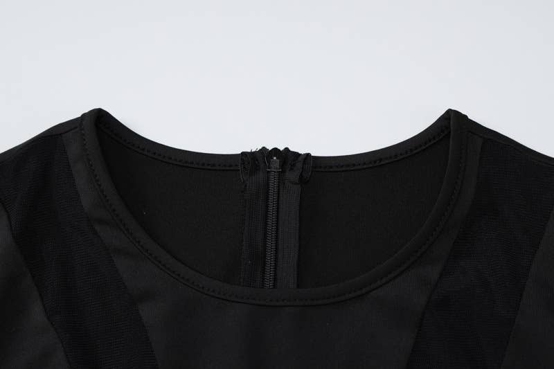 New Fashion Sexy Mesh Splicing Zipper Jumpsuit