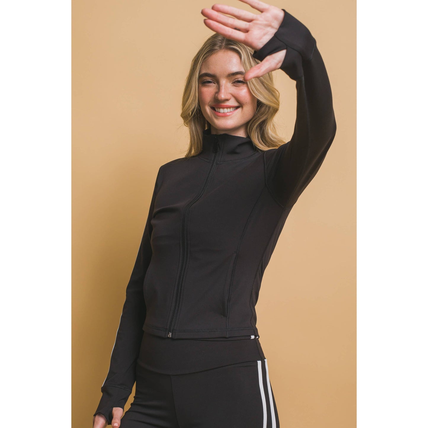 Side Stripe Mock Jacket with Side Pockets