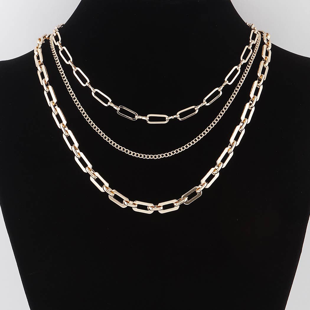Triple Link Curb Chain Necklace