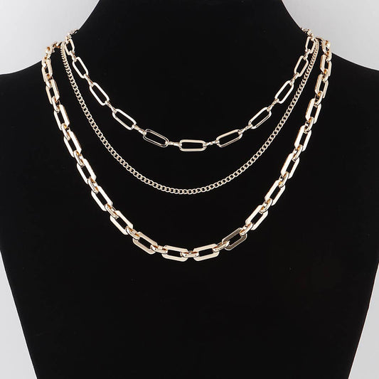 Triple Link Curb Chain Necklace