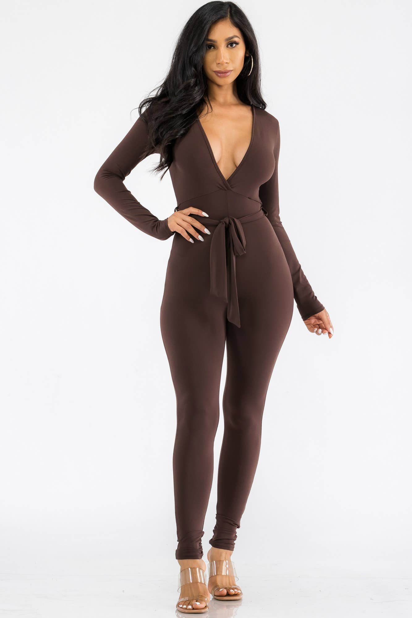 HH626X-SL - Long Sleeve Bodycon Jumpsuit