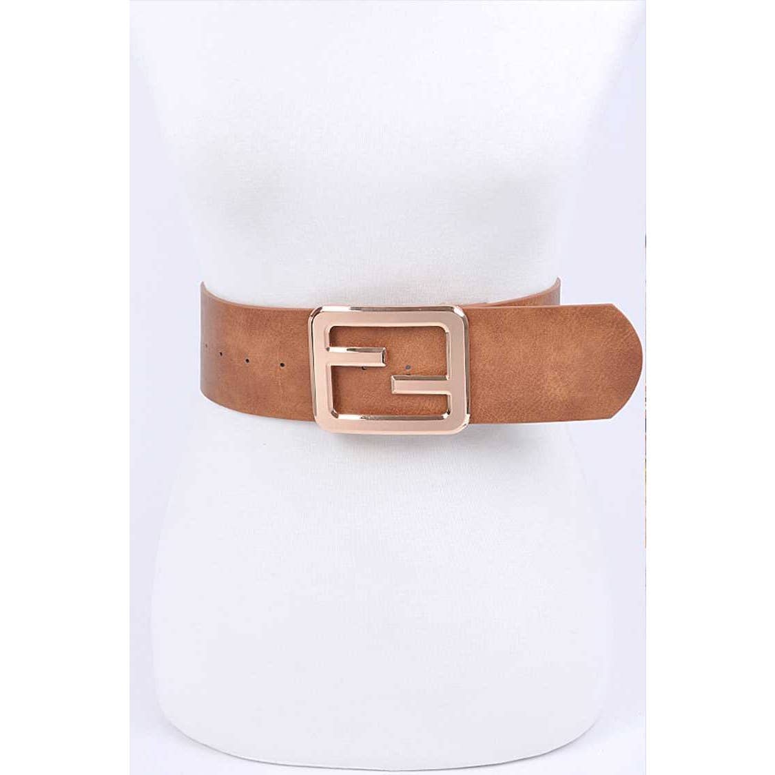 Metal Buckle Faux Leather Belt