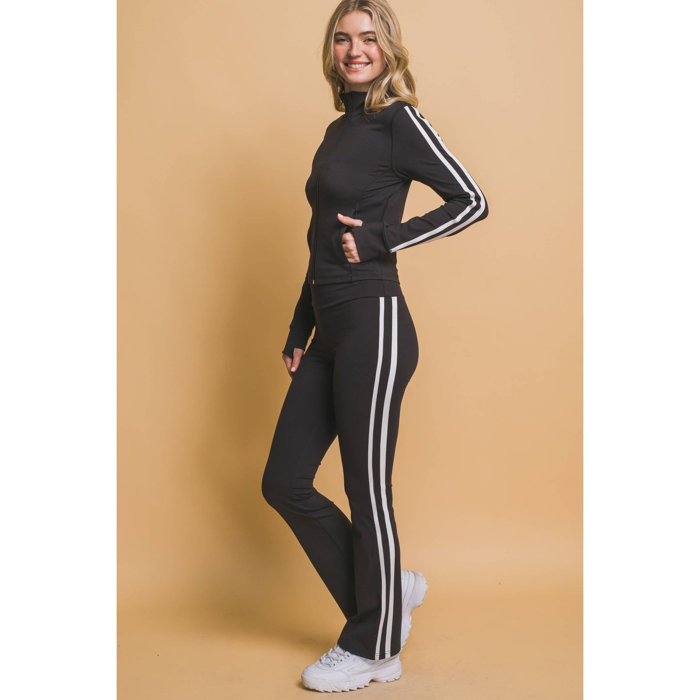 Side Stripe Mock Jacket with Side Pockets