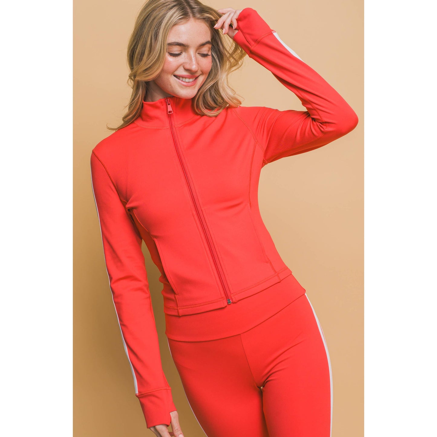 Side Stripe Mock Jacket with Side Pockets