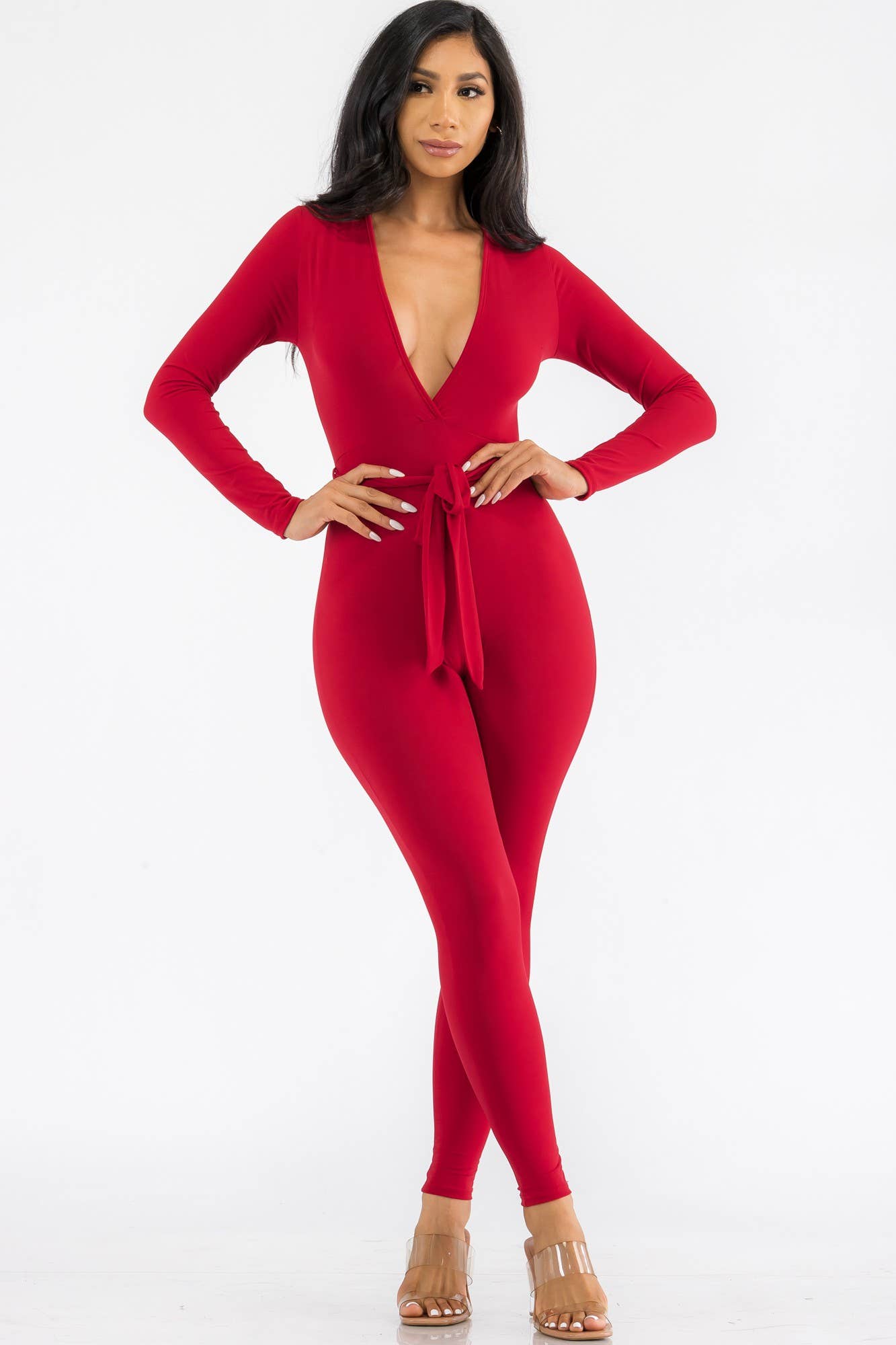 HH626X-SL - Long Sleeve Bodycon Jumpsuit