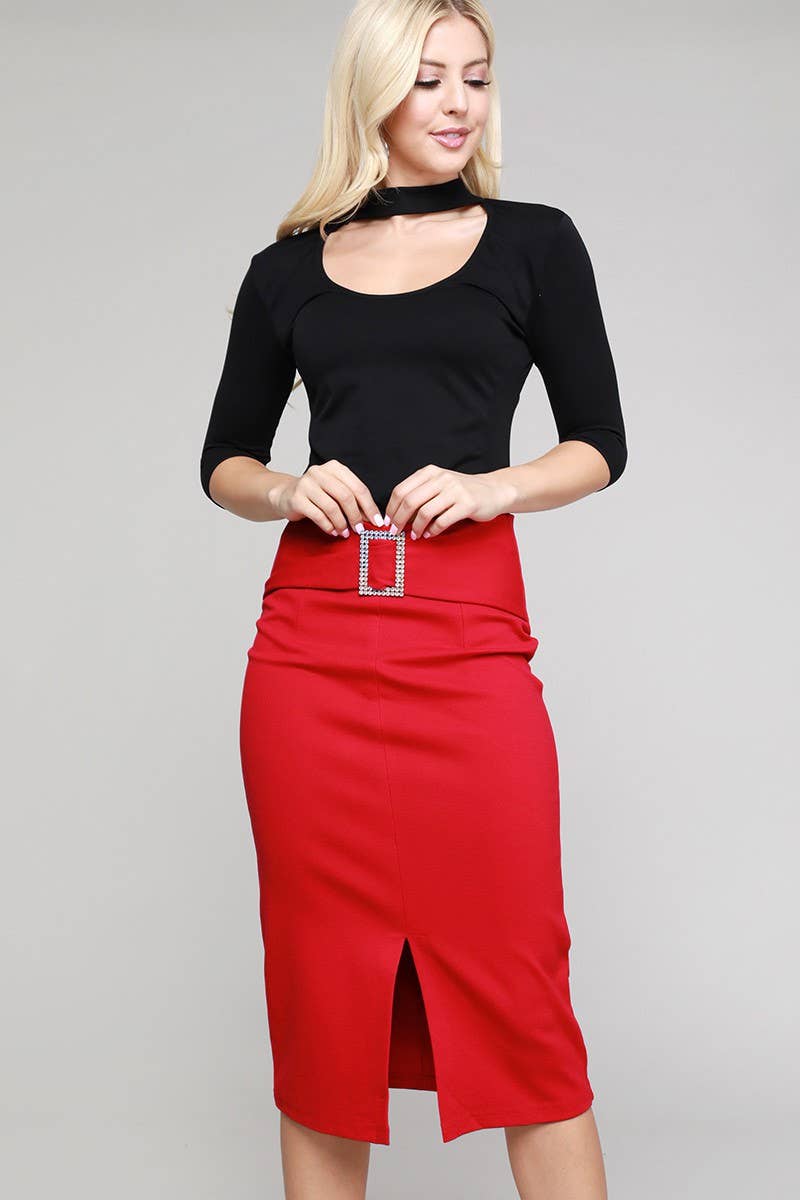 SA115 BUCKLE DETAIL SKIRT
