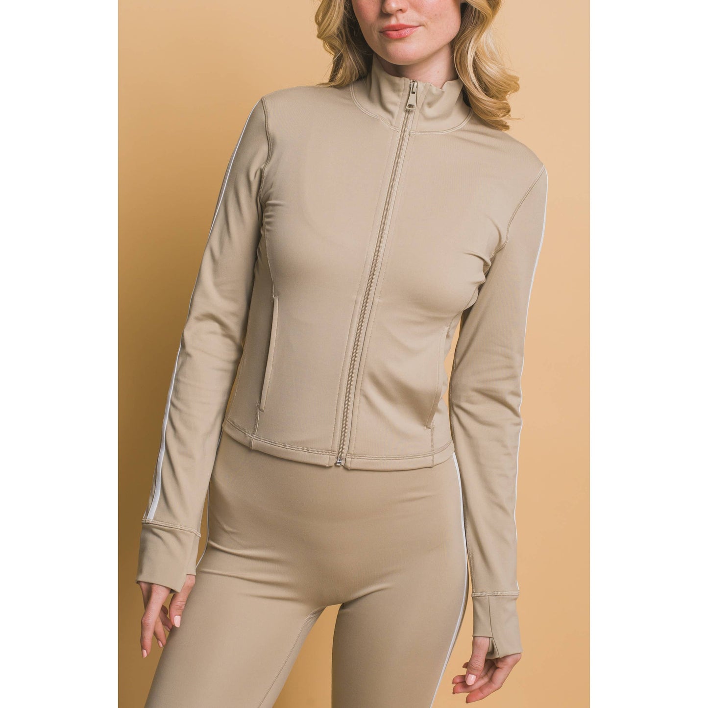 Side Stripe Mock Jacket with Side Pockets