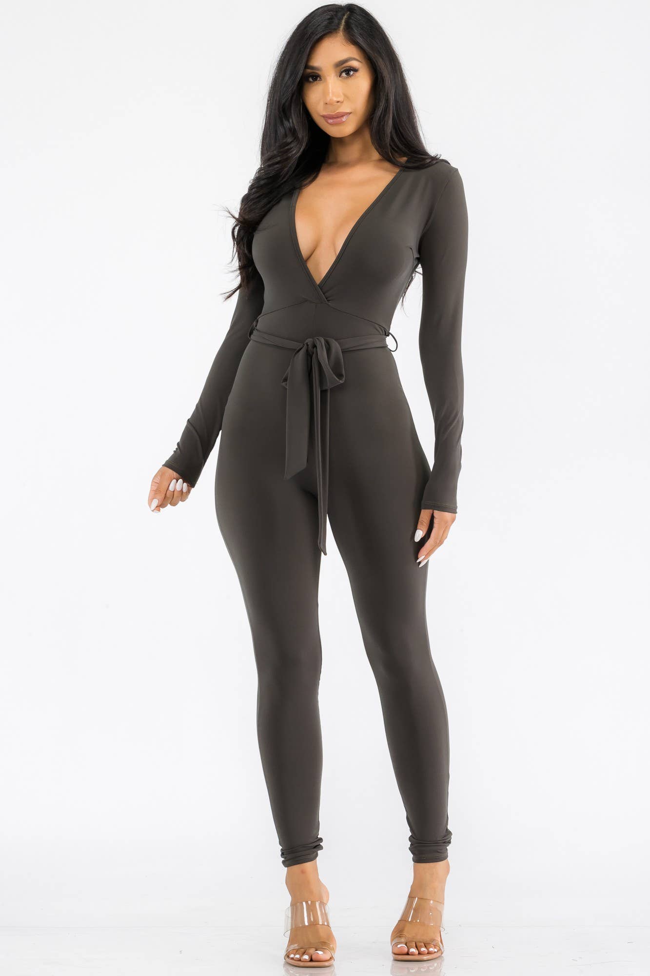 HH626R-SL - Long Sleeve Bodycon Jumpsuit