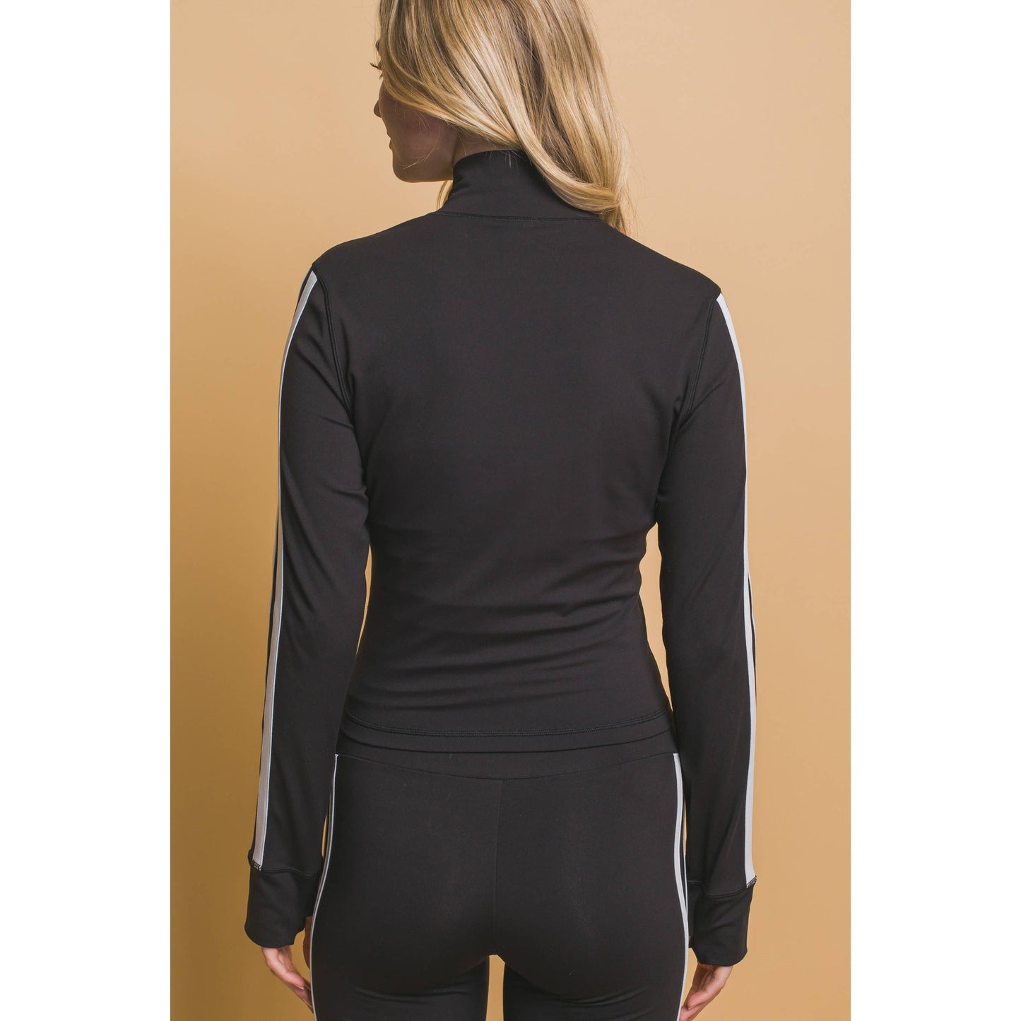 Side Stripe Mock Jacket with Side Pockets