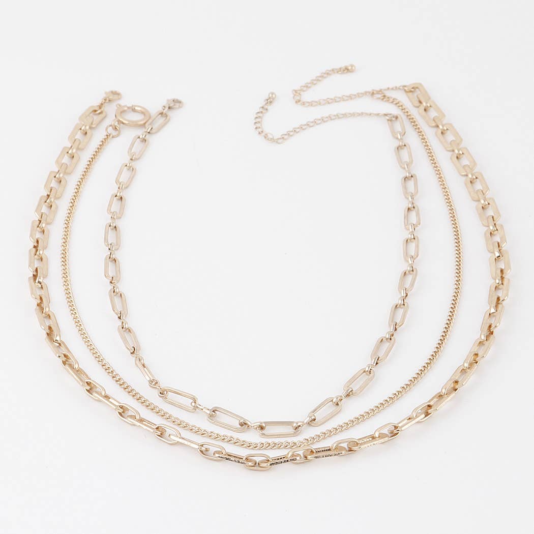 Triple Link Curb Chain Necklace