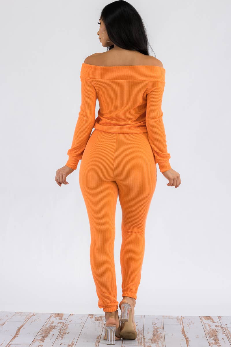 HH620R-SL-NEWRIB - Off Shoulder Jumpsuit