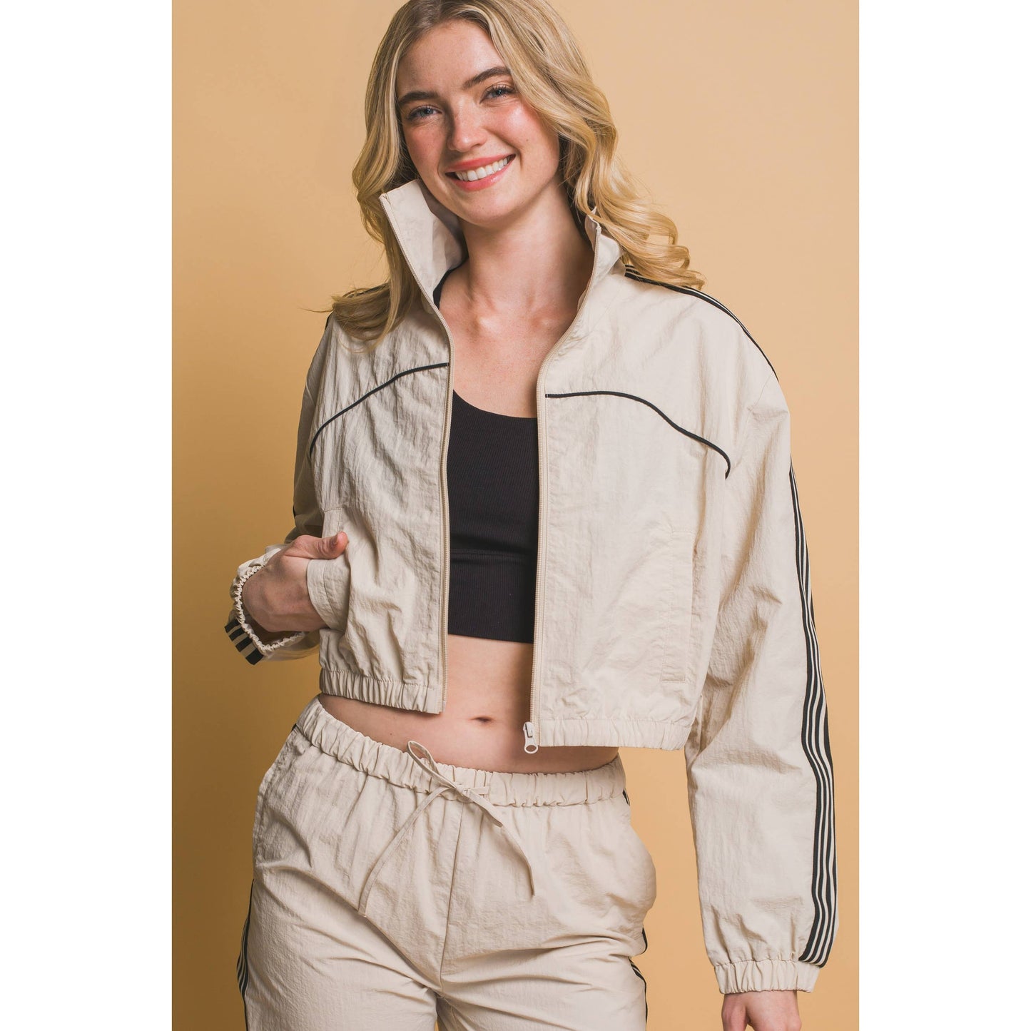 Side Striped Windbreaker Jacket