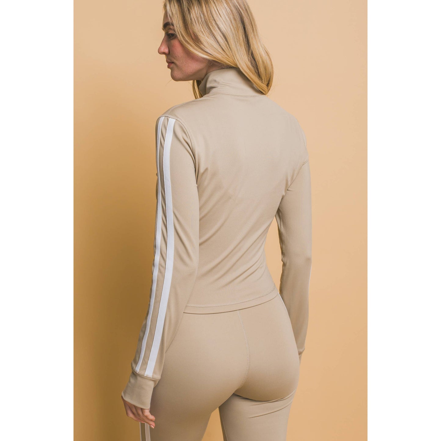 Side Stripe Mock Jacket with Side Pockets