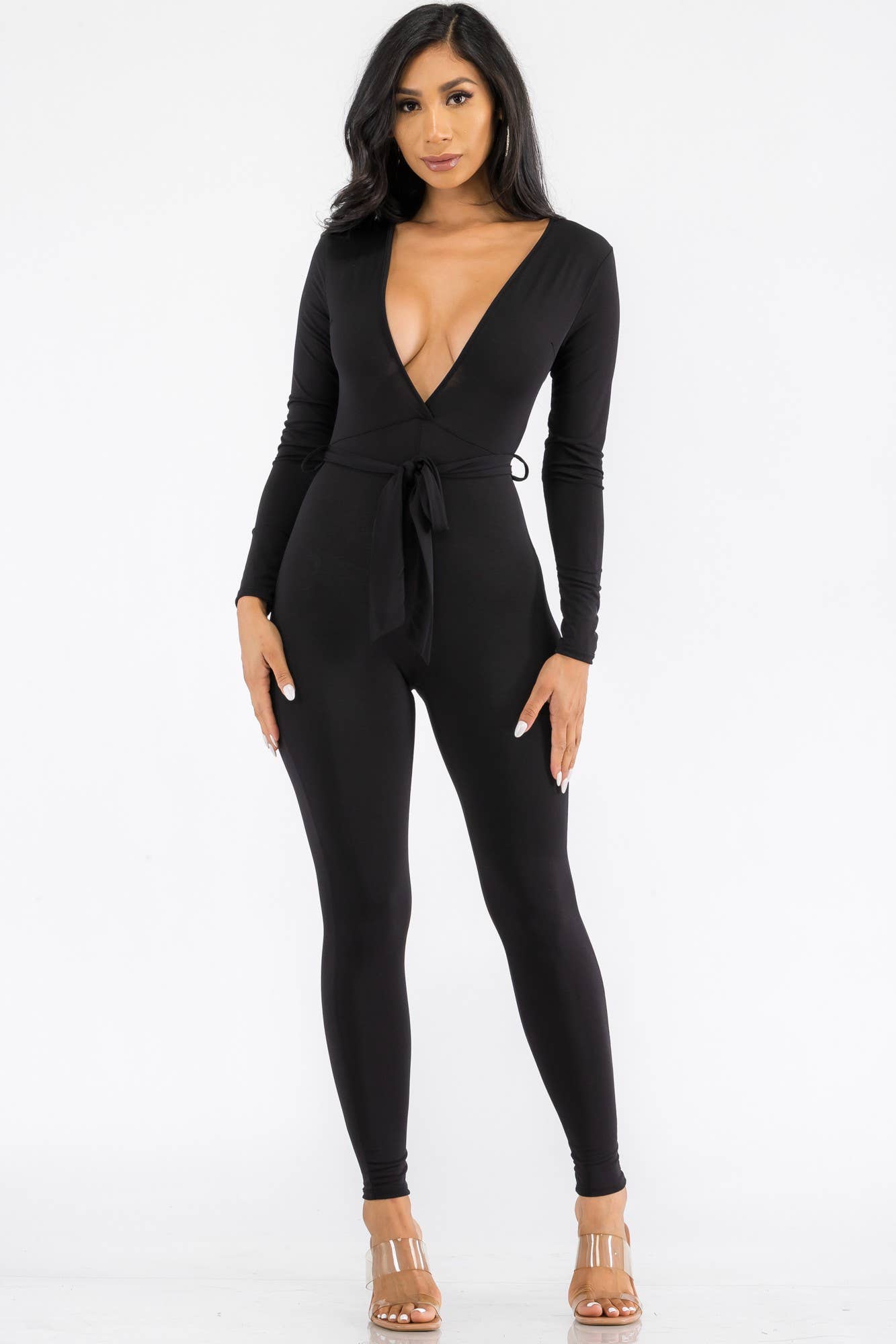 HH626X-SL - Long Sleeve Bodycon Jumpsuit