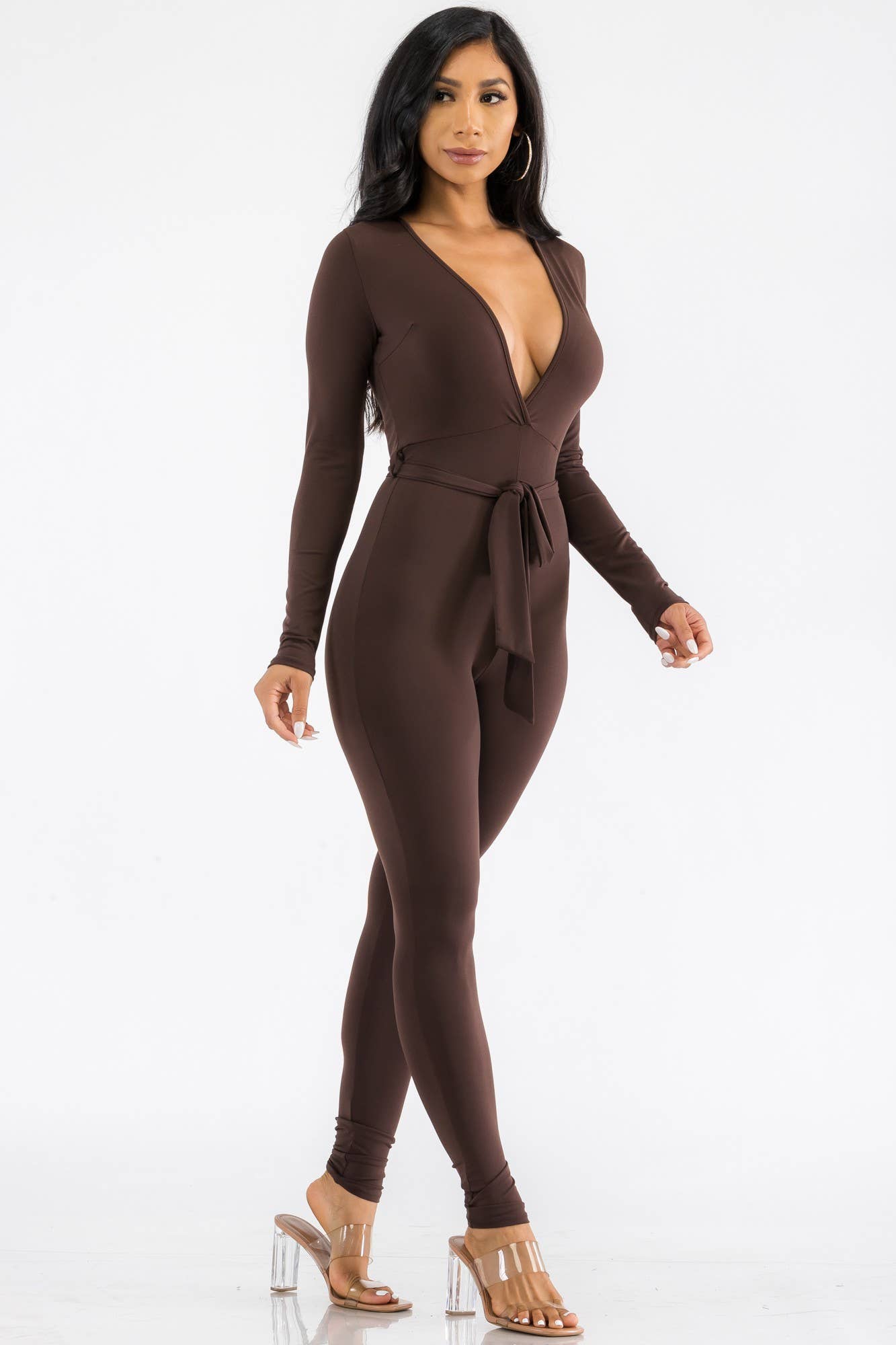 HH626X-SL - Long Sleeve Bodycon Jumpsuit