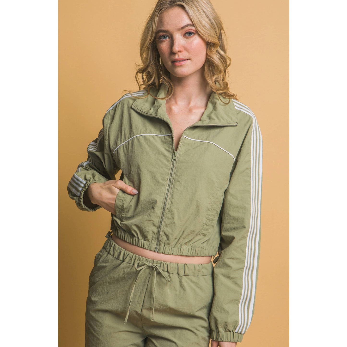 Side Striped Windbreaker Jacket