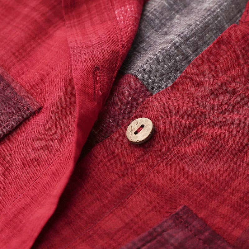 Ladies Plaid Shirt Feeling Relaxed Daily Long Dress 9237