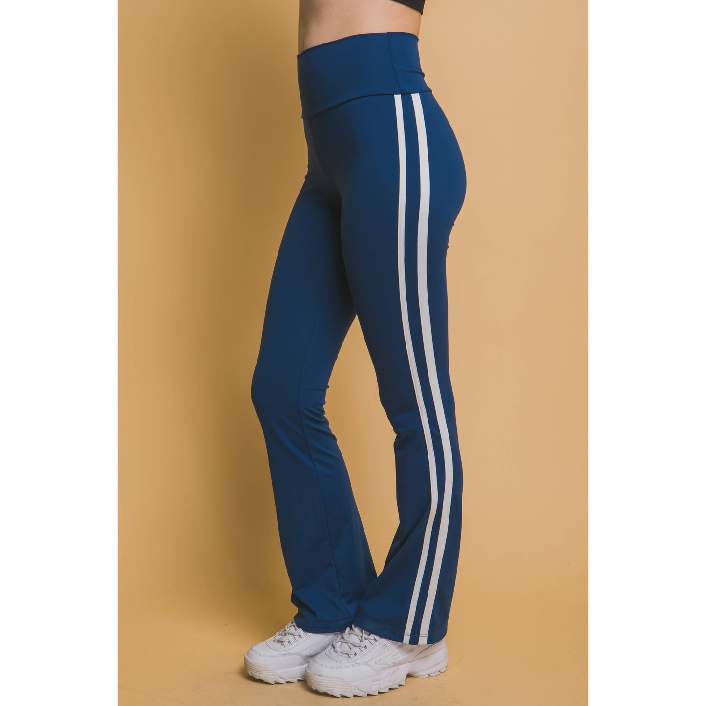 Flared Leggings With Double Side Stripe