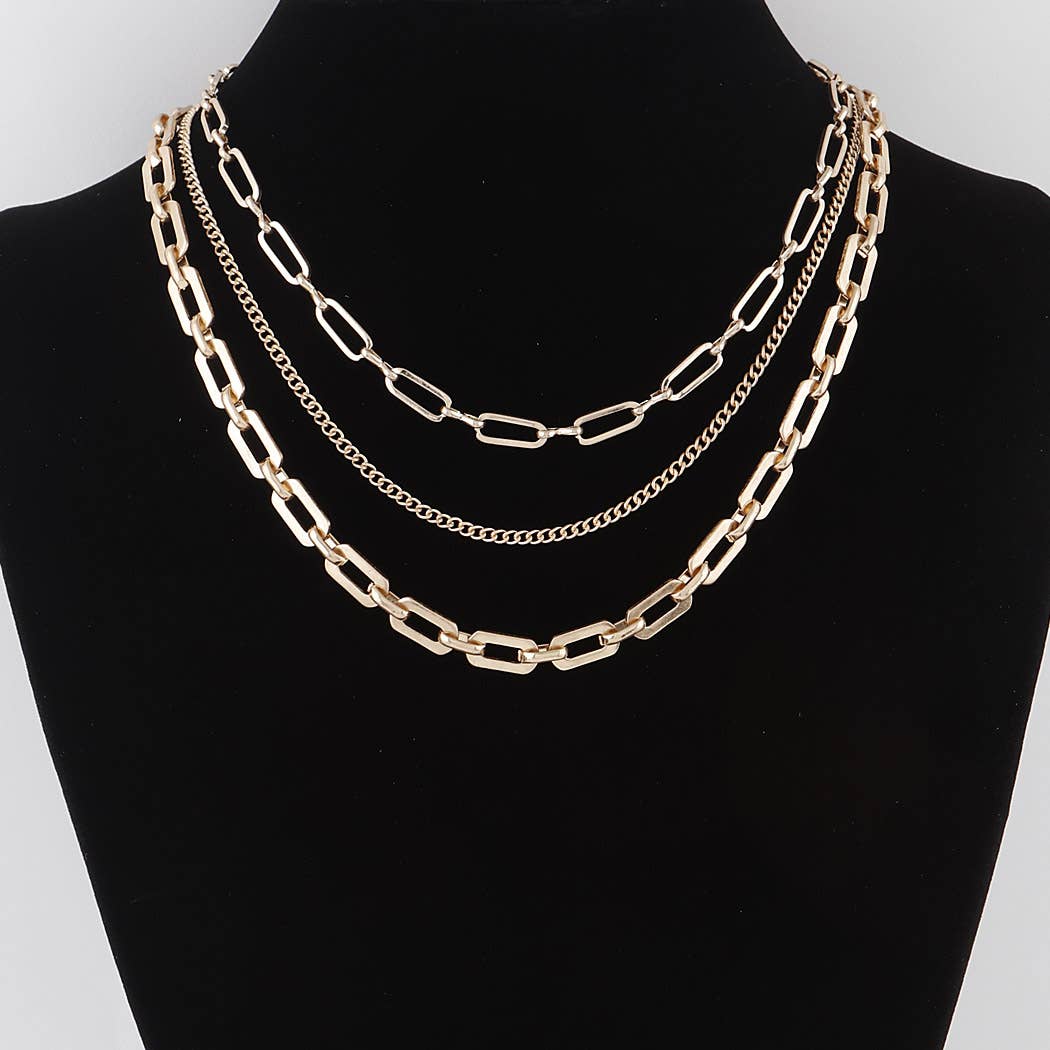 Triple Link Curb Chain Necklace
