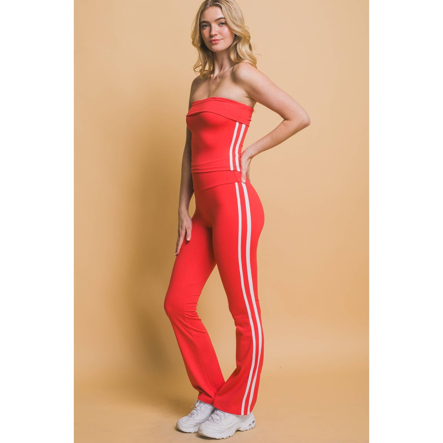 Flared Leggings With Double Side Stripe
