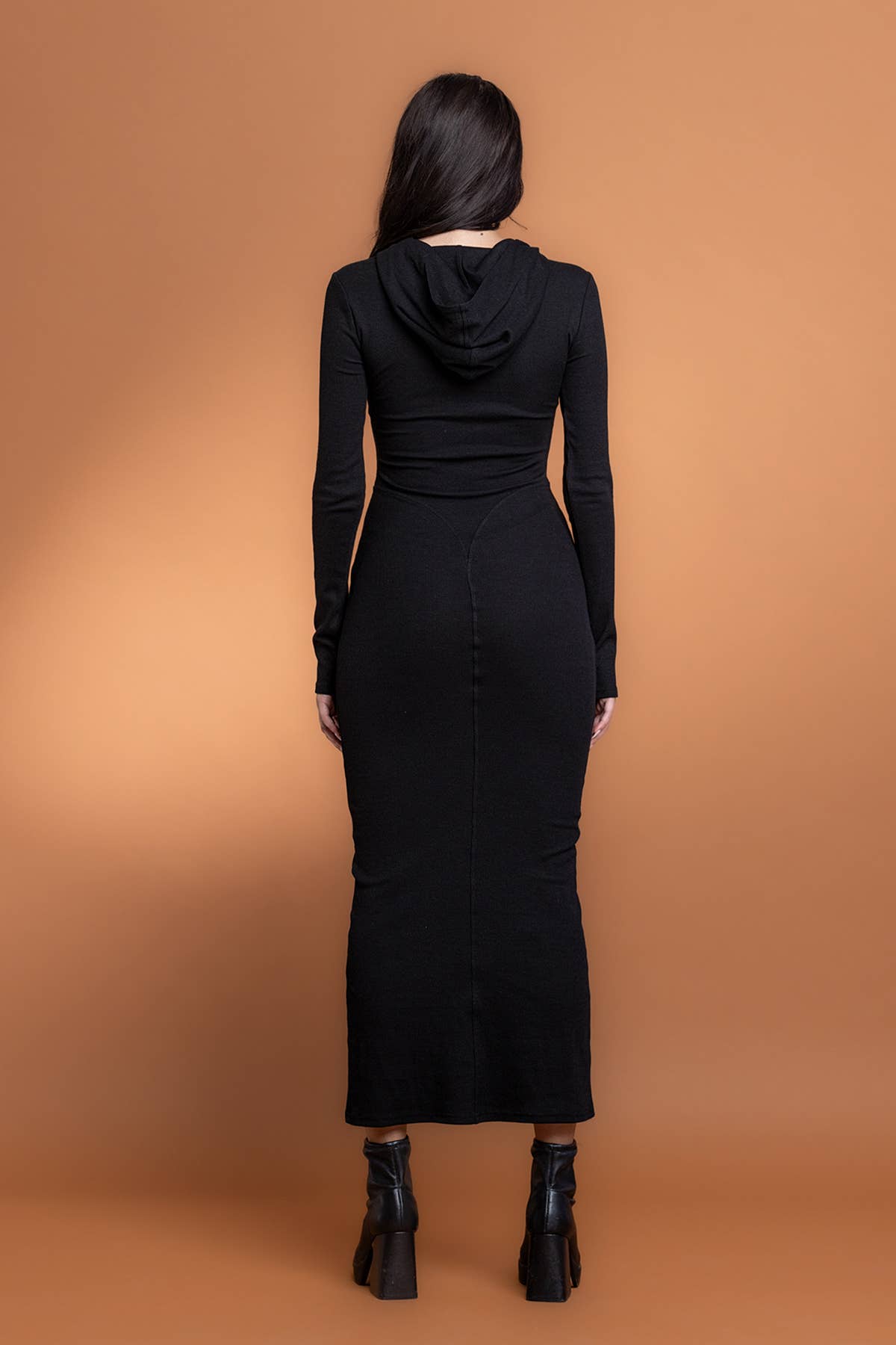 Ribbed Zip up Hoodie Maxi Dress