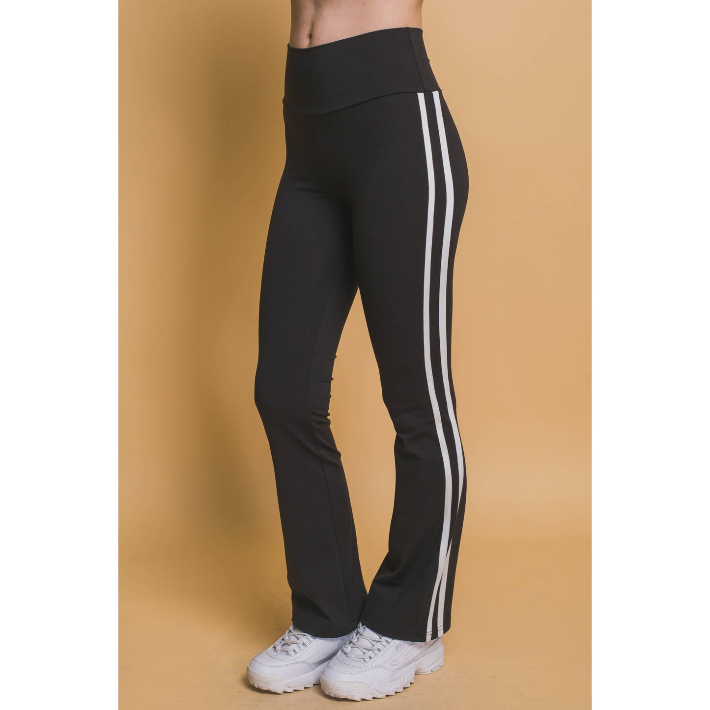 Flared Leggings With Double Side Stripe