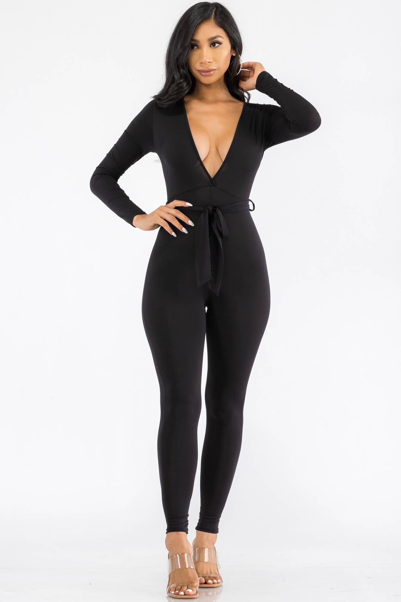HH626X-SL - Long Sleeve Bodycon Jumpsuit
