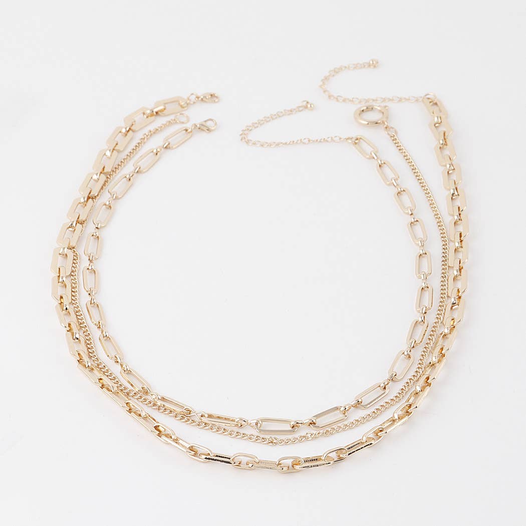 Triple Link Curb Chain Necklace