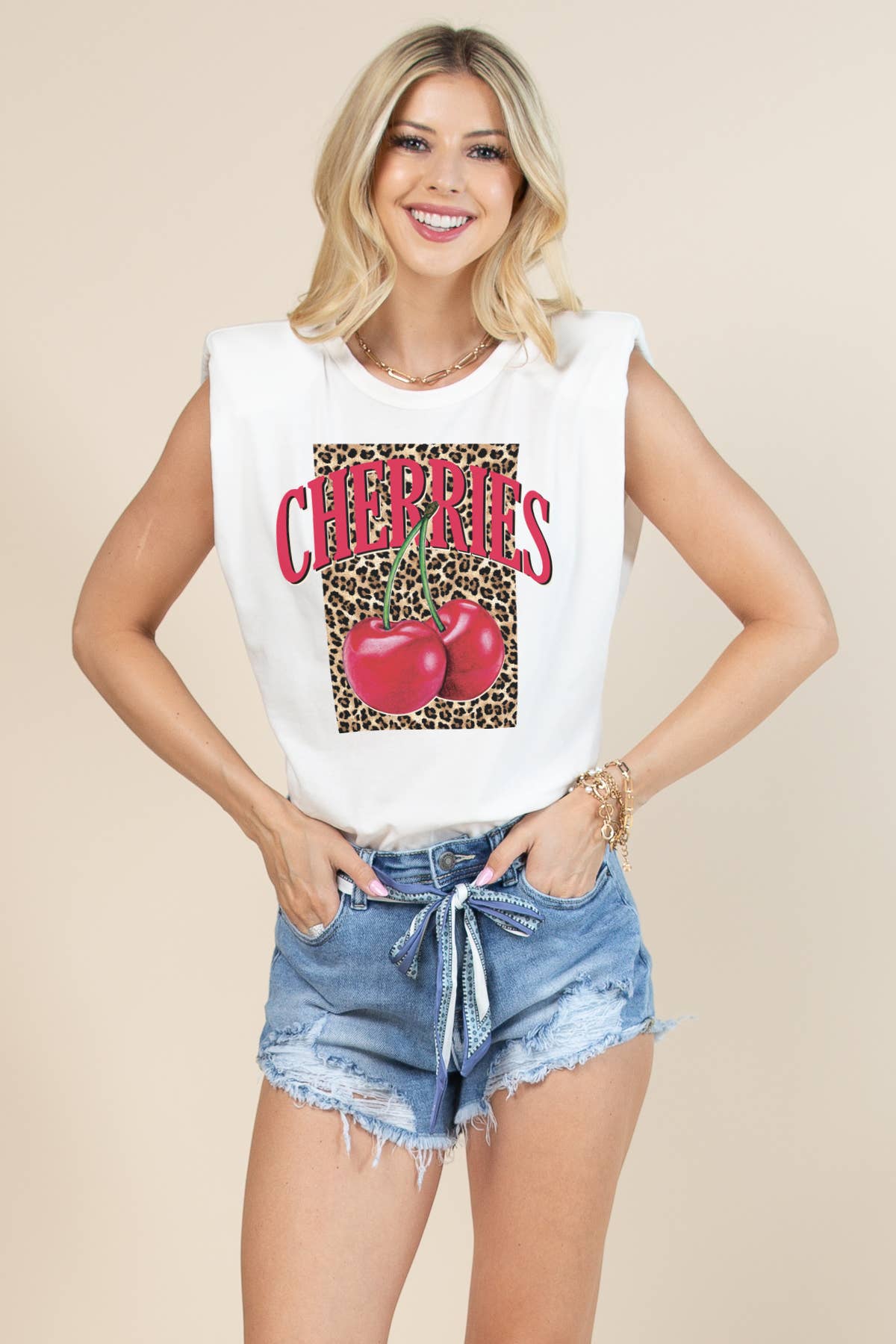 T1154-5822-Cherry Animal Square Print Muscle Tank Top