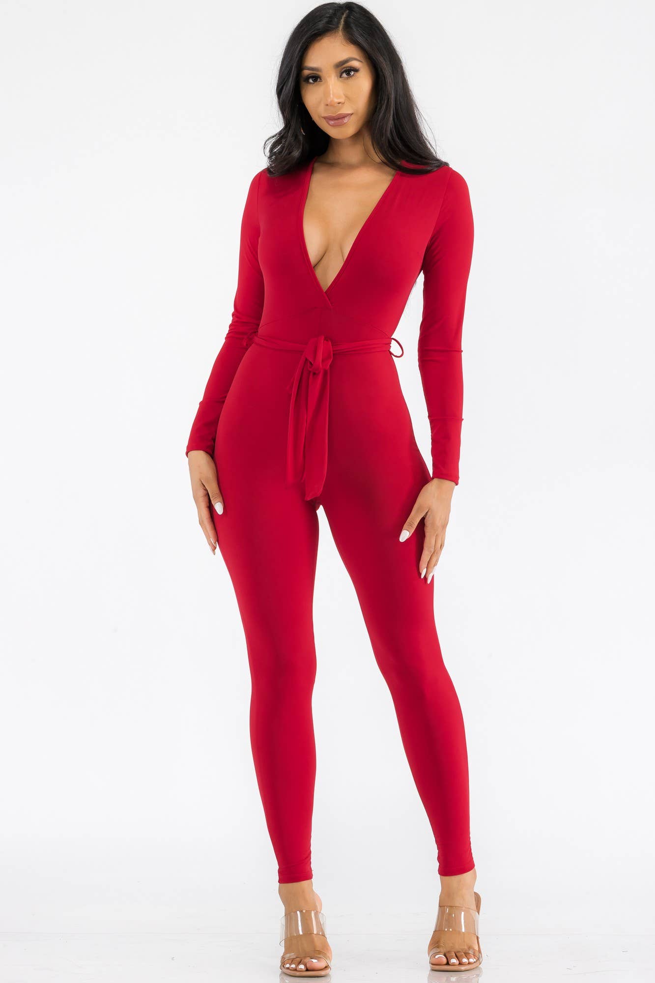 HH626X-SL - Long Sleeve Bodycon Jumpsuit
