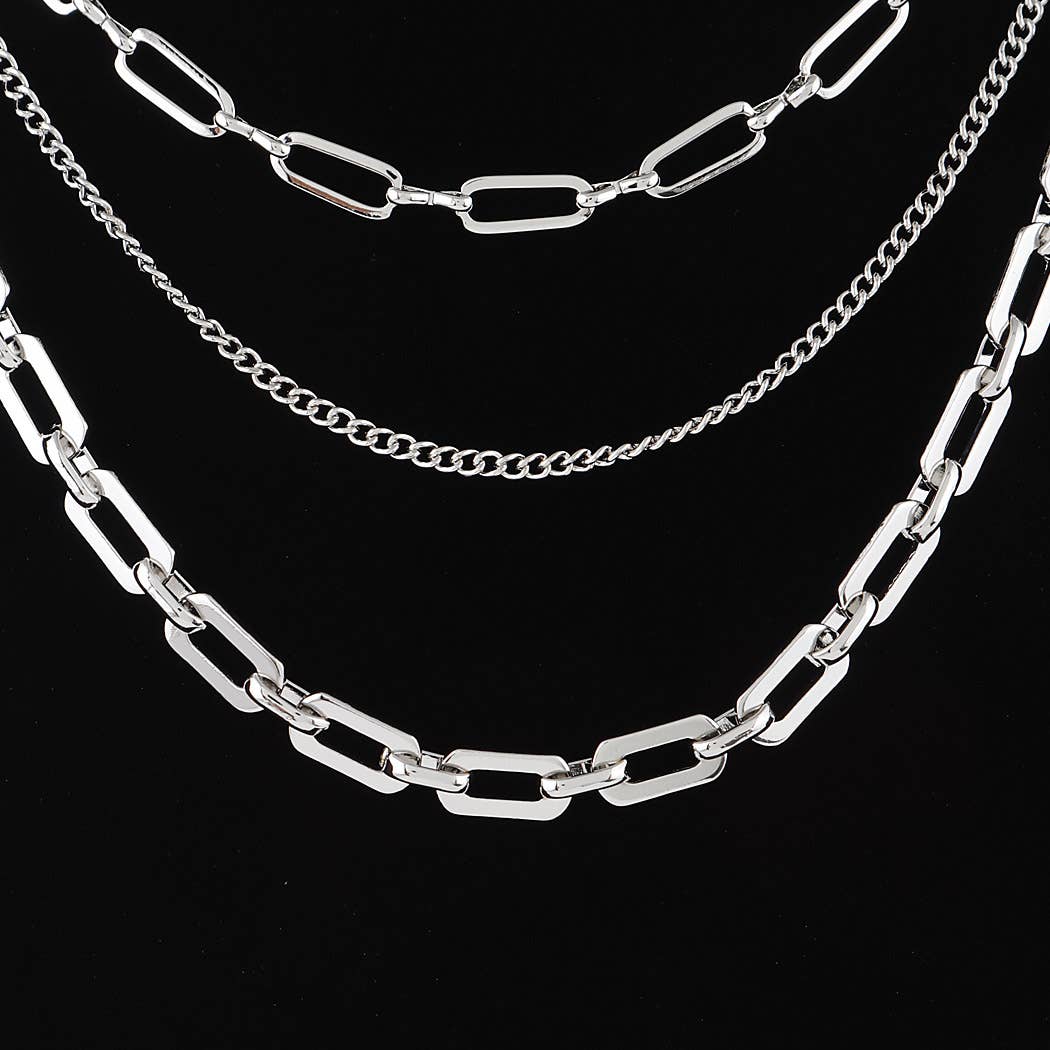 Triple Link Curb Chain Necklace