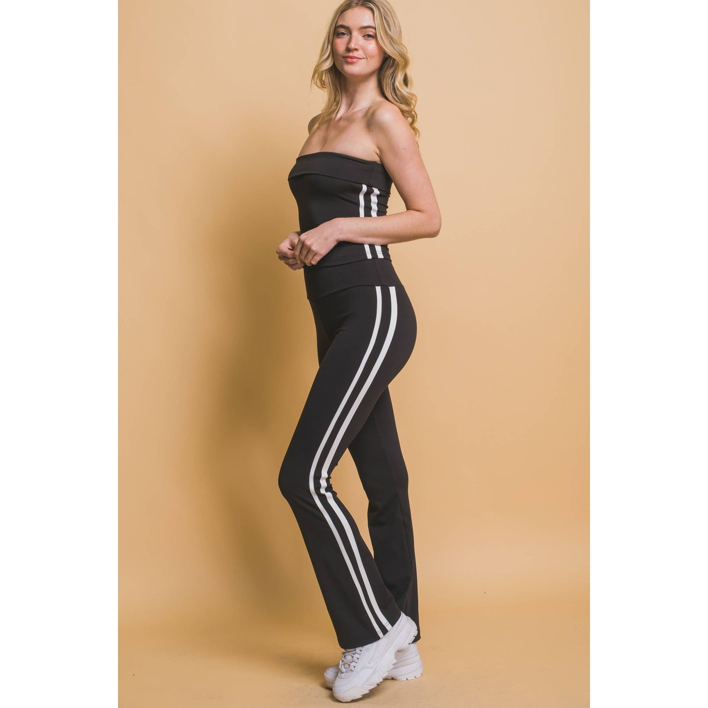 Flared Leggings With Double Side Stripe