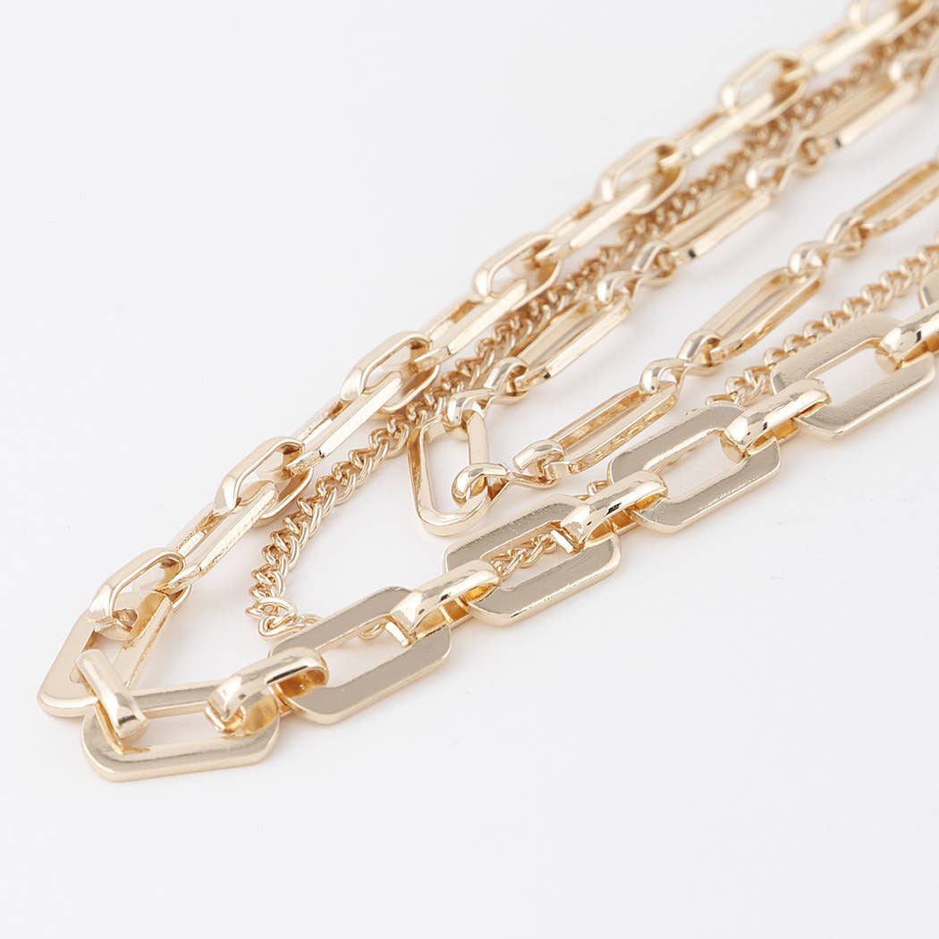 Triple Link Curb Chain Necklace