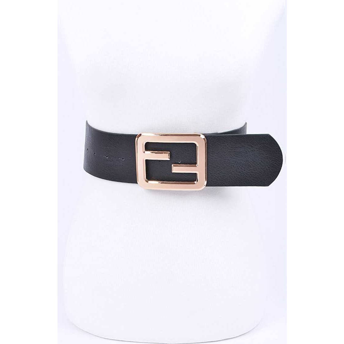 Metal Buckle Faux Leather Belt