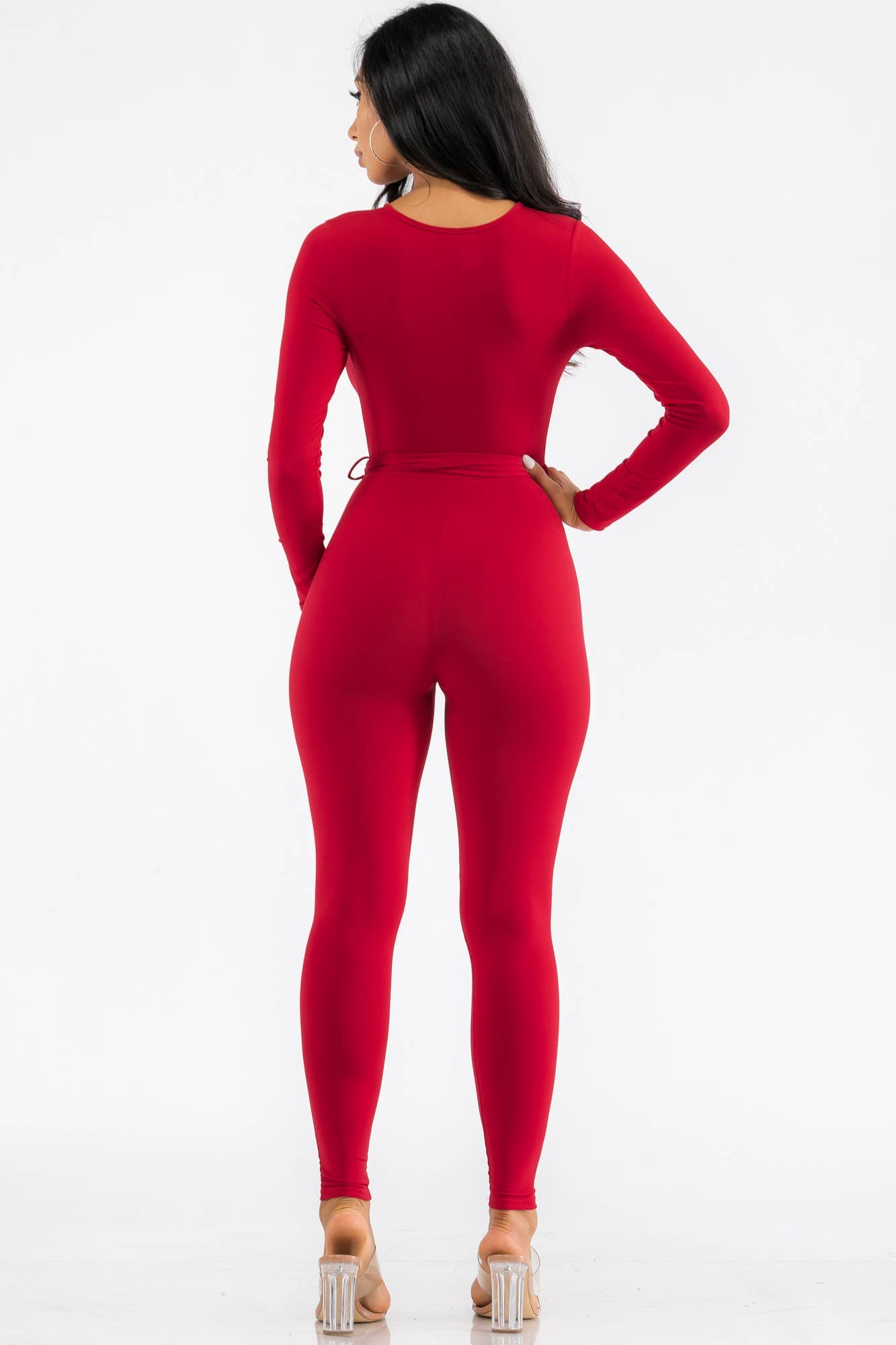 HH626X-SL - Long Sleeve Bodycon Jumpsuit